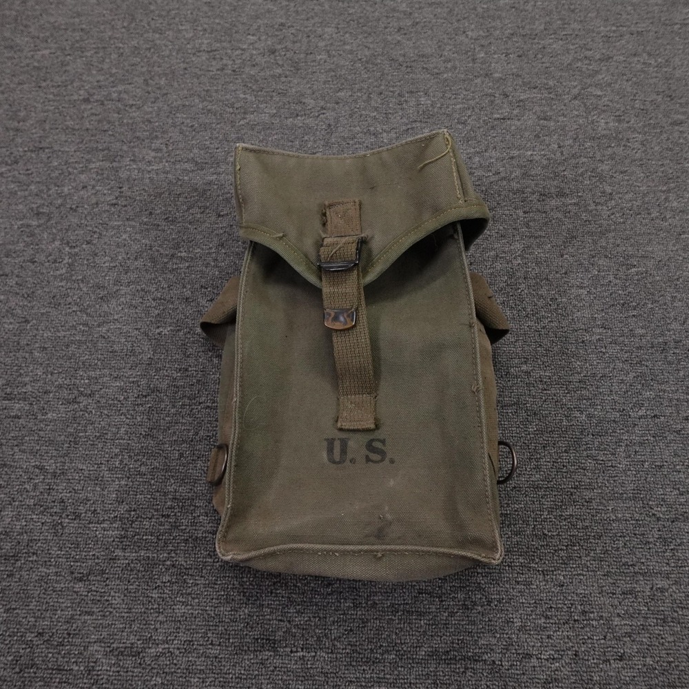 Vintage WWII US Army Canvas Field Gear Pouch Bag Amer Fabrics Co 1945 OD USGI